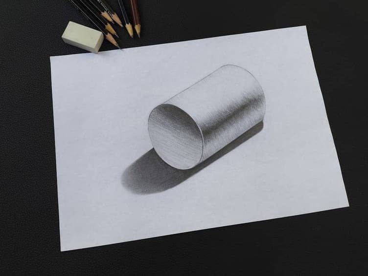 Pencil drawing a circle on white paper